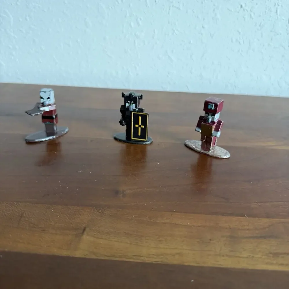 Lot of 3 Minecraft Nano Metal Figure Jada Toys Metal Die Cast Figures Diecast